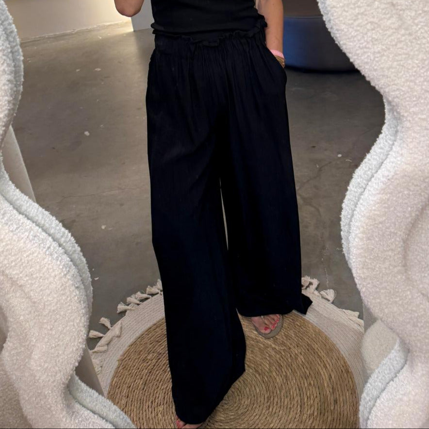 Classic zwart broek met strikband