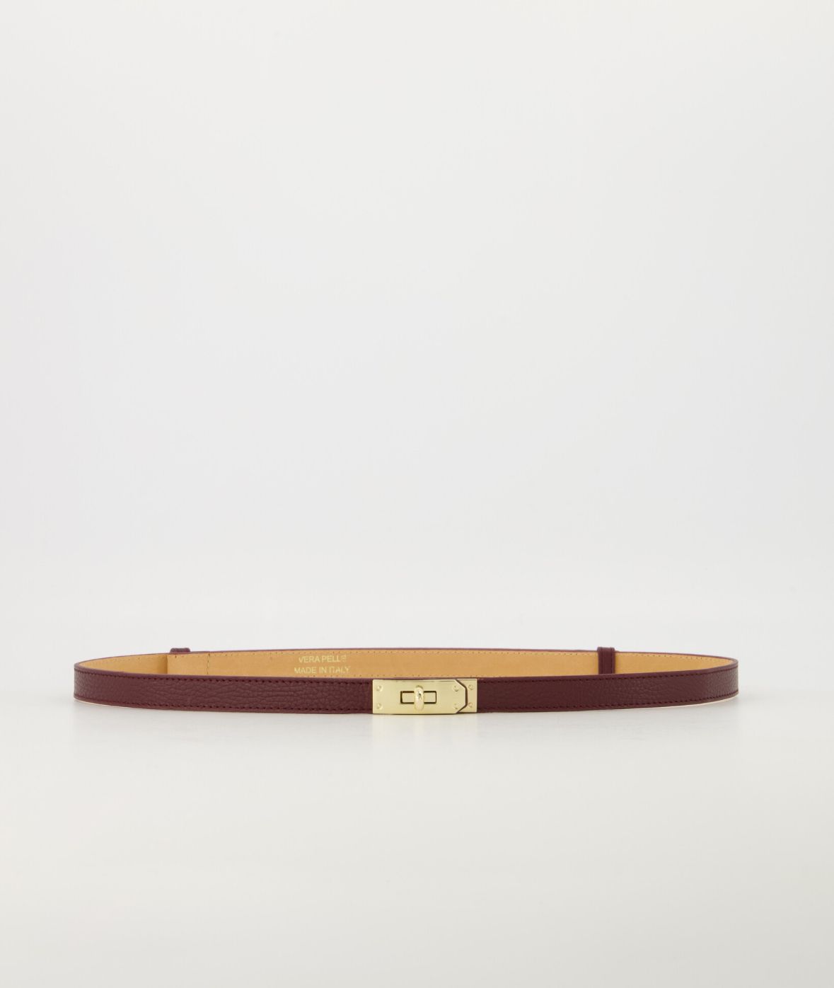 Dunne Leren Riem met Goud Detail