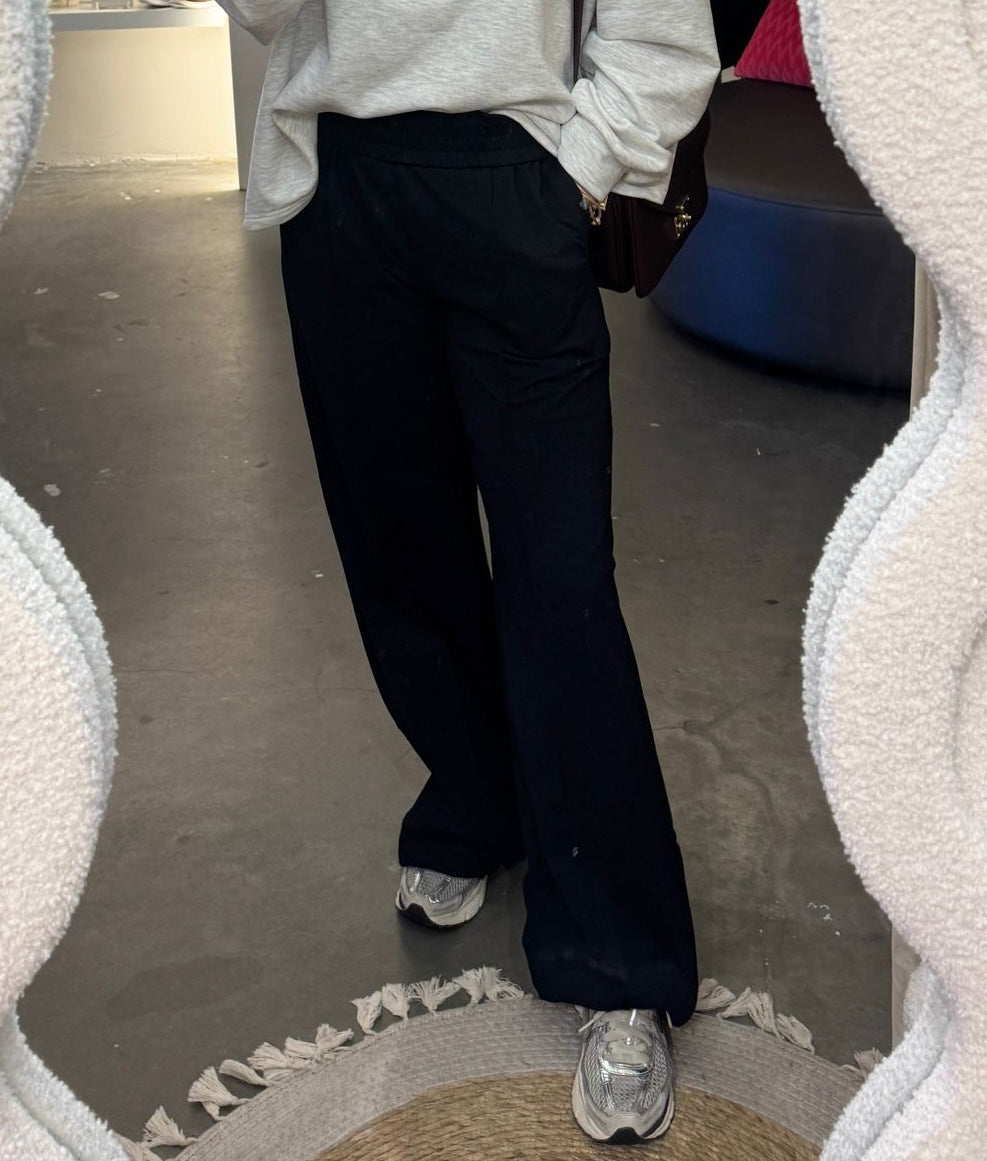 Lara Basic Pantalon | Zwart & Bordeaux