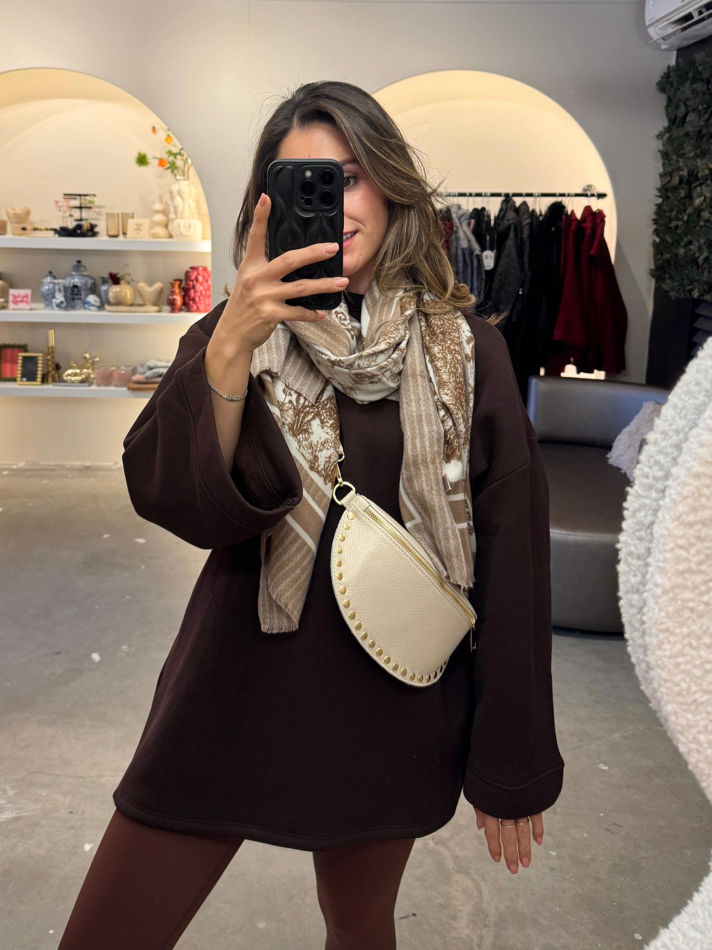 Nari Oversized Sweater | Donkerbruin & Bordeaux