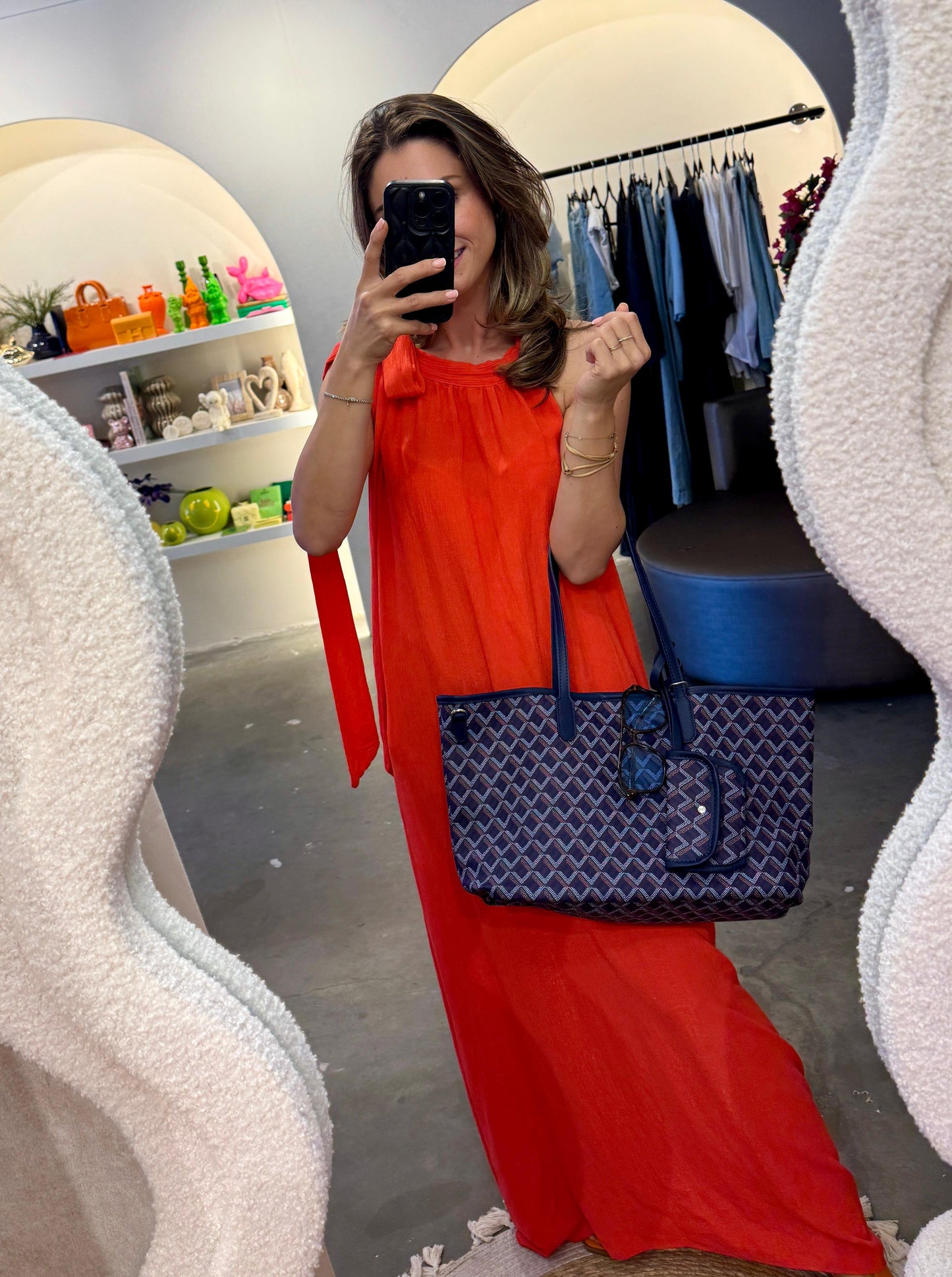 Navy Shopper Tas