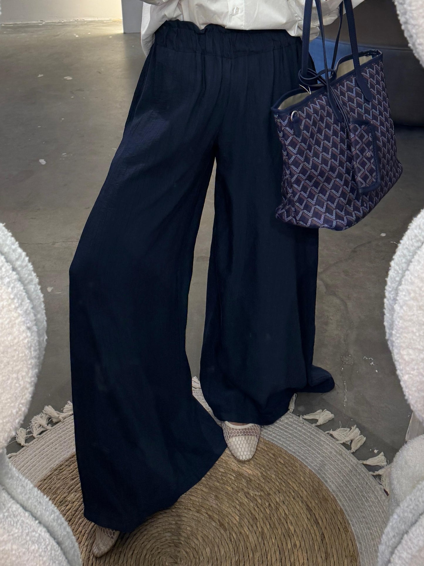 Palazzo Marineblauw broek