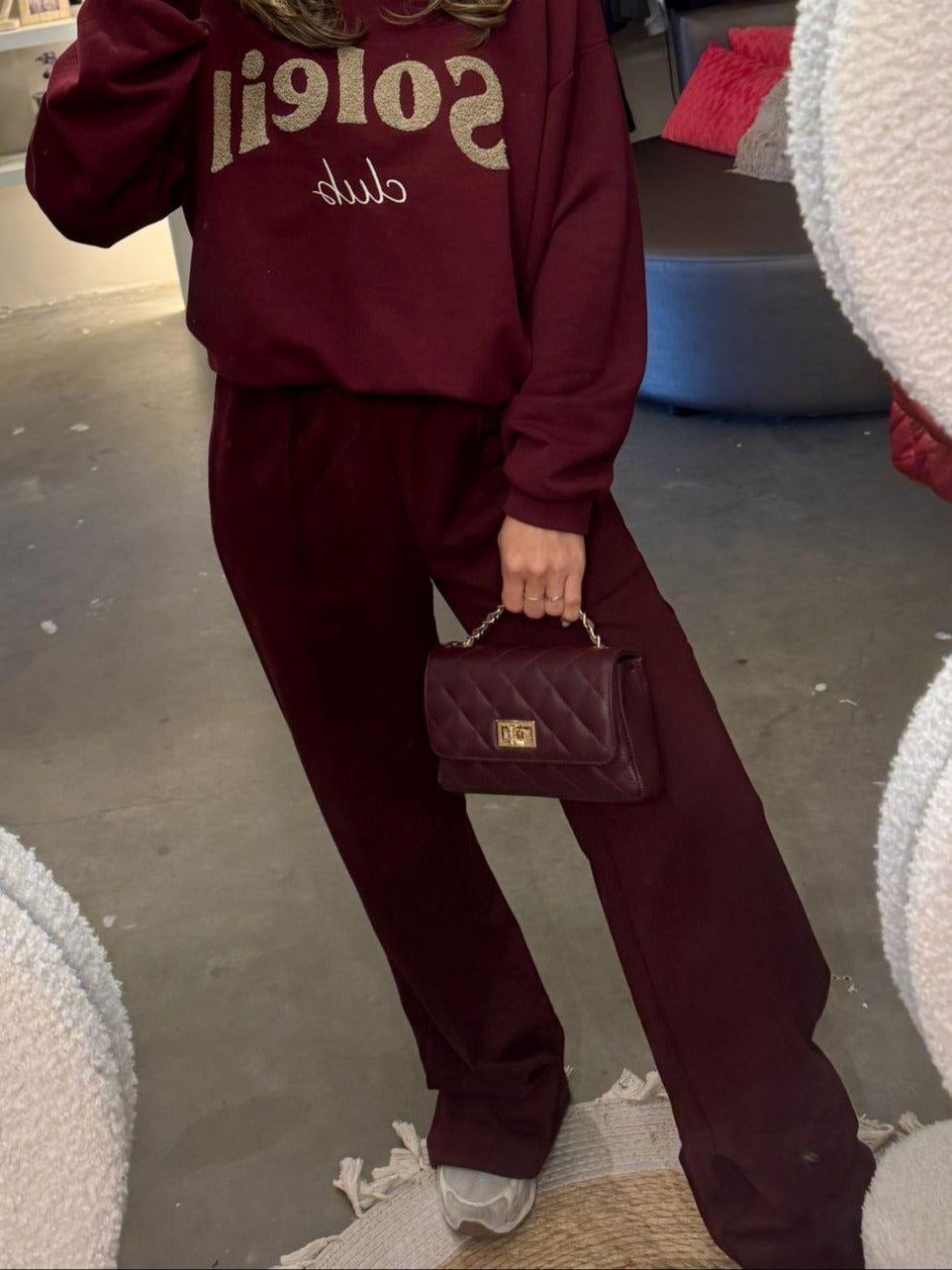 Lara Basic Pantalon | Zwart & Bordeaux