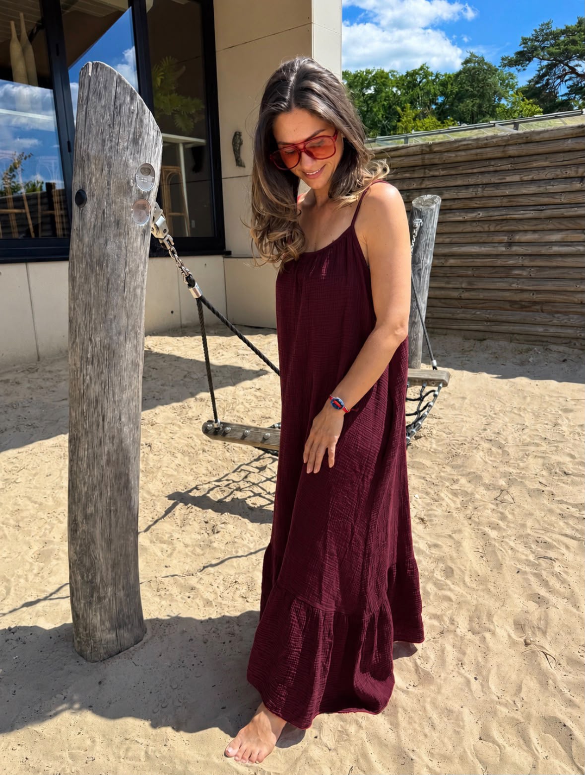 Nora Maxi Jurk | Bordeaux