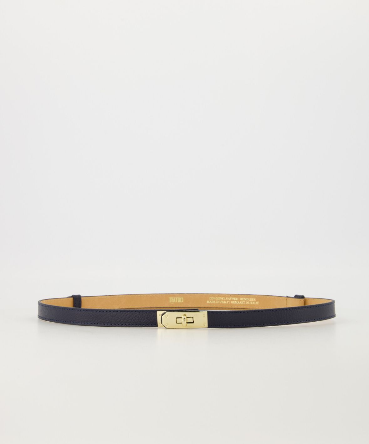 Dunne Leren Riem met Goud Detail