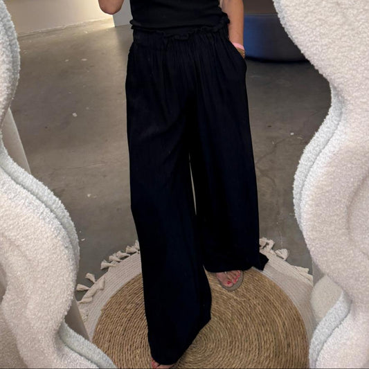 Classic zwart broek met strikband