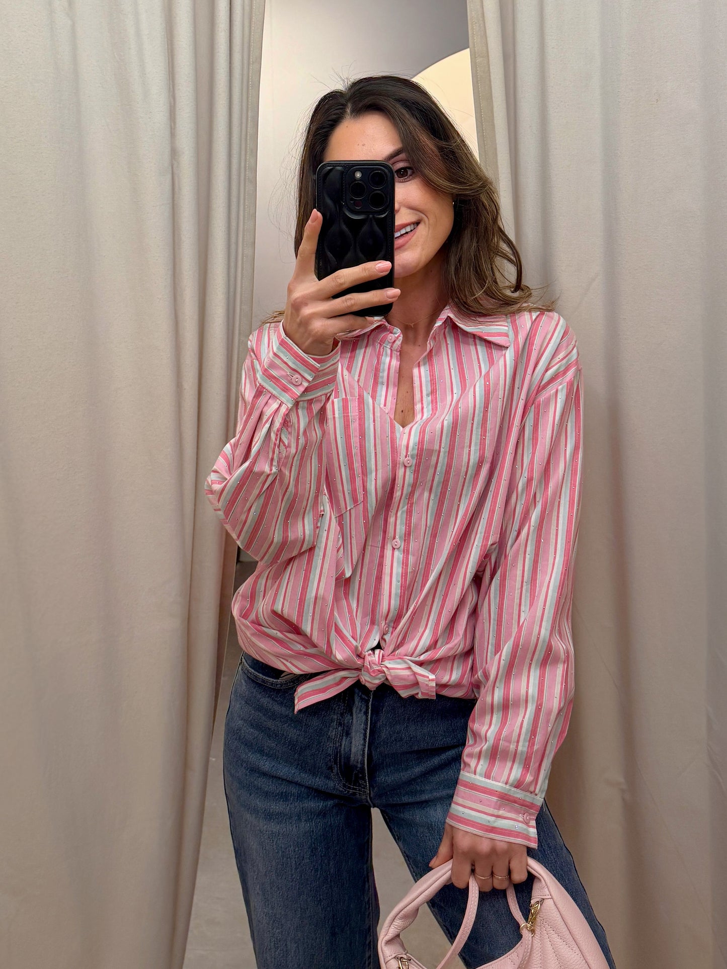 Dahlia Pink Blauw Blouse By Med