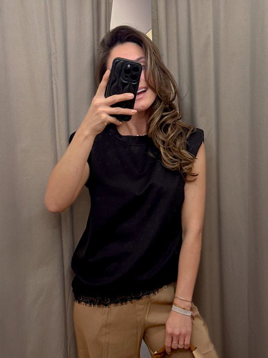 Lina Lace Top - Zwart