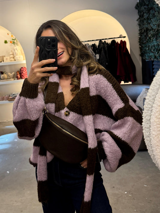 Nalia Lila Knit Set | Vest & Sjaal