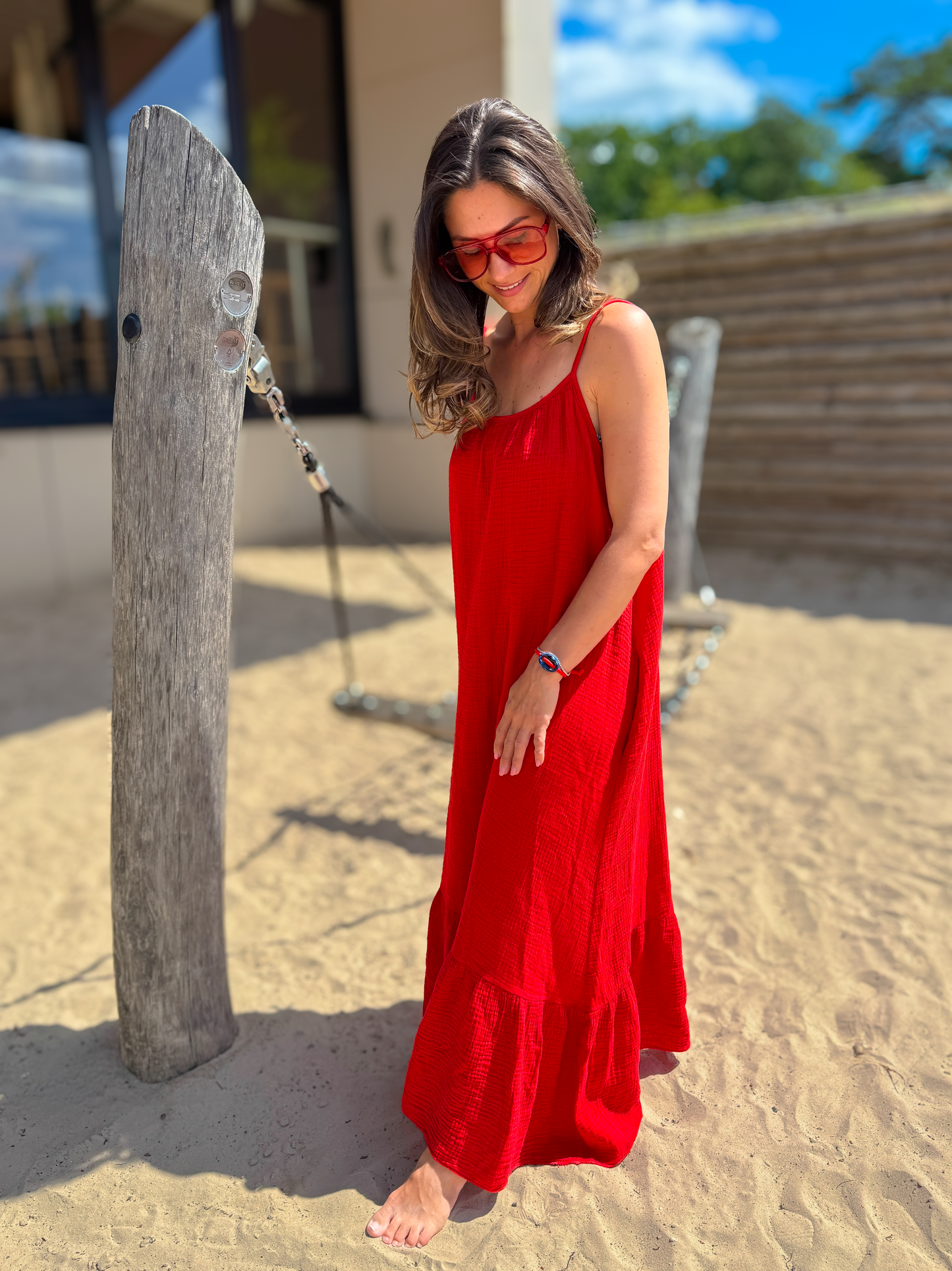 Nora Maxi Jurk | Rood