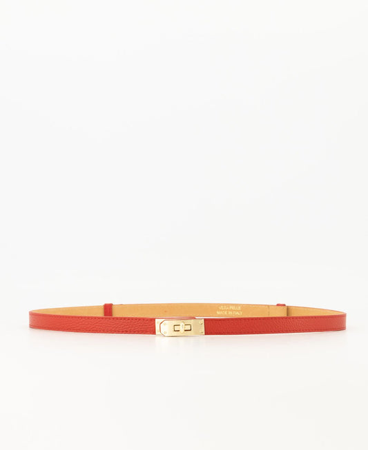 Dunne Leren Riem met Goud Detail