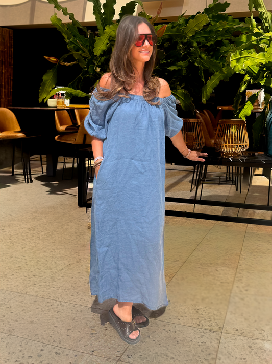 Milly Linen Jurk | Blauw